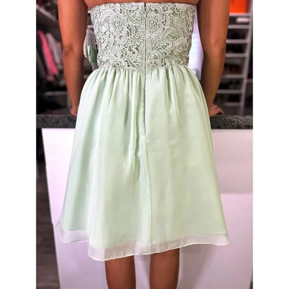 NWT Aidan Mattox Sage Green Lace Strapless Dress $220 - Picture 6 of 9